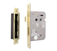 EAI Satin Brass Bathroom Lock - Fire Rated & CE Approved Mortice Door Lock 80mm / 3 Inch - Pack of 2