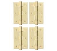 EAI Satin Brass Door Hinges, 76mm / 3 Inch, 2 Pairs Fir