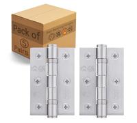 EAI Satin Door Hinges | 3 Inch / 76mm Satin Chrome Internal Fire Door Hinges | 5 Pairs