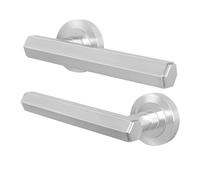 EAI Satin Fire Door Handle, Satin Nickel Internal Lever on Rose Fire Rated Door Handle, Madre Range 1 Pair
