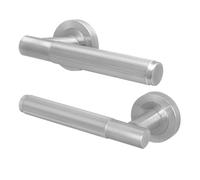 EAI Satin Fire Door Handle, Satin Nickel Internal Lever on Rose Fire Rated Door Handle, Oruro Range 1 Pair