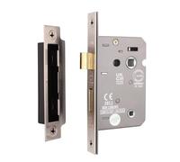 EAI Satin Nickel Bathroom Lock - Fire Rated & CE Approved Mortice Door Lock 80mm / 3 Inch - Pack of 2