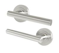 EAI Satin Nickel Door Handles, 1 Pair Lever on Rose - Oliena