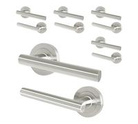 EAI Satin Nickel Door Handles, 5 Pairs Lever on Rose - Oliena