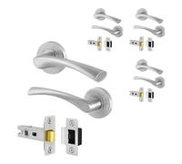 EAI Satin Nickel Door Handles with Latches, 4 Pack - Novoli