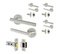 EAI Satin Nickel Door Handles with Latches, 4 Pack - Oliena