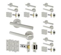 EAI Satin Nickel Door Handles with Latches and Hinges, 6 Pack - Oliena