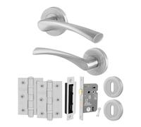 EAI Satin Nickel Door Handles with Sash Lock, Hinges - Novoli