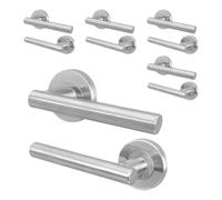 EAI Satin Nickel Internal Door Handle | 5 Pairs Satin Lever on Rose Round Handles | Oliena Range