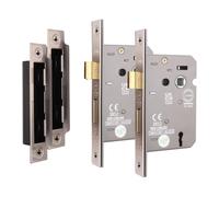 EAI Satin Nickel Sashlock - Fire Rated & CE Approved Mortice Door Lock & Keys 80mm / 3 Inch - Pack of 2