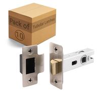 EAI Satin Tubular Door Latch for Internal Doors - 2.5 Inch / 64mm - Pack of 10 Satin Nickel Tubular Mortice Latches