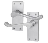 EAI Satin Victorian Scroll Door Handles | 1 Pair of Satin Chrome Internal Lever Latch Handles on Backplate