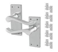 EAI Satin Victorian Scroll Door Handles | 6 Pairs of Satin Chrome Internal Lever Latch Handles on Backplate