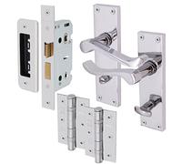 EAI Scroll Bathroom Door Handle Kit - 80mm Case - Polished Chrome