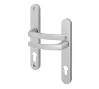 EAI Silver UPVC Door Handles, Composite Front Door Handles Sprung, 92mm PZ Centre, 210 mm Screw to Screw, 242x34mm Backplate