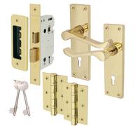 Eai - Traditional Victorian Scroll Lever On Backplate Sash Lock Kit / Pack - 152mm X 42mm - Polished Brass
