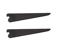 EAI Twin Slot Wall Mounted Shelving Bracket - Pack of 2, Black, 220mm | Strong, Heavy Duty Steel Shelf Bracket | for Shed, Garage, Indoor Storage | Easy to Install Rack