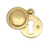 Eai Victorian Keyhole Covered Escutcheon - 34mm - Polished Brass