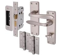EAI Victorian Lever Bathroom Lock Handle Kit for Internal Doors Satin Nickel 155 x 41mm