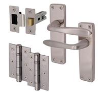 EAI Victorian Lever Tubular Latch Lock Handle Kit for Internal Doors Satin Nickel 155 x 41mm