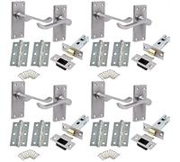 EAI Victorian Scroll Door Handles Latch Pack - Satin Chrome - Pack of 6