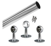 EAI Wardrobe Rail Hanging Kit Round Tube and Brackets | Polished Chrome | (1219 x 25mm)