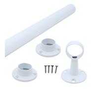 Eai - Wardrobe Rail Kit - 25mm Tube - 2500mm Rail With 2X End Sockets & 1X Centre Brackets - White