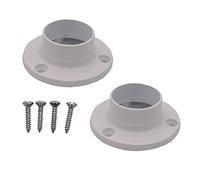 EAI White Wardrobe Rail End Support Brackets for Round Tube 25mm