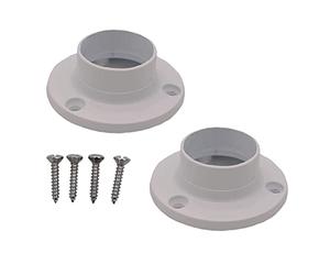 EAI White Wardrobe Rail End Support Brackets for Round Tube 25mm