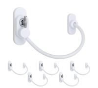 EAI Window Restrictor, Key Locking Cable Restrictor for UPVC/Timber Frames Child Safety/Security 200mm White, 6 Pack
