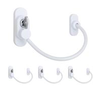 EAI Window Restrictor, Key Locking Cable Restrictor for UPVC/Timber Frames Child Safety/Security 200mm White, 4 Pack