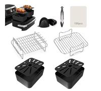 EAIMi Air Fryer Accessories, 8 Pcs Dual Air Fryer Accessories for Ninja Foodi FlexDrawer Air Fryer AF500UK 7-in-1 2023 Released 10.4L, Ninja AF500UK Liners & Racks & Tools