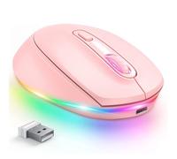 EajhRYKbG Wireless Mouse Rechargeable Cordless Mouse For Laptop Small Size Quiet Click LED Rainbow Lights Compatible With Computer(2.4G Pink)