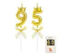 EAKE 95 & 59 Birthday Candles, 3D Gold Number 95 Candle Cake Topper with Crown for 95th 59th Happy Birthday Wedding Anniversary Party Celebration Decorations