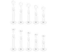 Eakxnig 16G Flat Back Clear Earrings for Sports Nose Studs Silicone Plastic Tragus Conch Cartilage Earrings Retainers Monroe Medusa Lip Rings Stud Labret Piercing Jewelry for Work Surgery 6-12mm