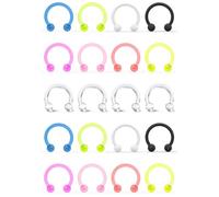 Eakxnig 16G Mixed Color Nose Rings Septum Horseshoe Set - 8mm Flexible Bioflex Acrylic Piercing Jewelry Retainer for Work Surgery Men Women 3mm Ball Clear