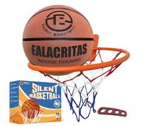 Ealacritas Compress Groove-Grip Silent Basketball & Hoop Gift Set - High-Density Foam with Textured Surface, All-Weather Indoor Practice, Ready-to-Give Pro Training Kit (Brown, No.7)