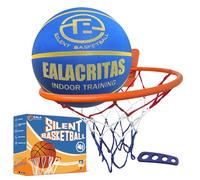 Ealacritas Compress Groove-Grip Silent Basketball & Hoop Gift Set - High-Density Foam with Textured Surface, All-Weather Indoor Practice, Ready-to-Give Pro Training Kit (Blue, No.7)