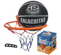 Ealacritas Non-Compress Groove-Grip Silent Basketball & Hoop Gift Set - High-Density Foam with Textured Surface, All-Weather Indoor Practice, Ready-to-Give Pro Training Kit (Black, No.7)