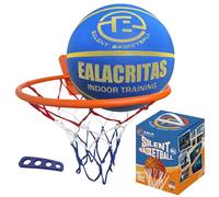 Ealacritas Non-Compress Groove-Grip Silent Basketball & Hoop Gift Set - High-Density Foam with Textured Surface, All-Weather Indoor Practice, Ready-to-Give Pro Training Kit (Blue, No.7)