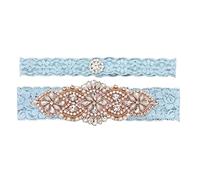 Ealafee Something Blue for Bride on Wedding Garter Set Lace Wedding Garter for Bride Garter Belt Set 2 Pcs, #1-rose Gold, One Size
