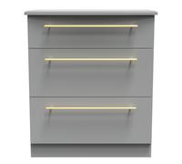 Welcome Furniture Ready Assembled Waltham 3 Drawer Deep Chest - Dust Grey