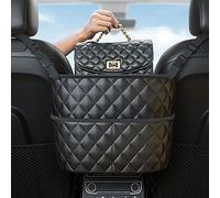 Ealingmoon Car Pocket Handbag Holder and Purse Hook for Car -Faux Leather Seat Back Organizer with Barrier for Backseat Pets and Kids, Between Two Seats Handbag Holder for a Clutter-free Car Interior