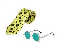 Ealipoi Nanami Tie Anime Jujitsu Kaisen Kento Nanami Glasses Cosplay Yellow Green Accessories 2PCS (silver)