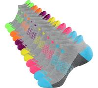 Eallco Womens Ankle Socks 6 Pairs Running Athletic Cushioned Socks - Grey - Medium