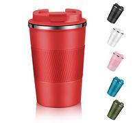 EALLEN Travel Mug with Leakproof Lid,Insulated Reusable Coffee for Hot&Cold Drinks/Tea,Portable Stainless Steel Thermal Takeaway Cup Car/Outdoor/Picnic/Office/School (Red)