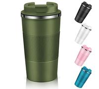 EALLEN Travel Mug with Leakproof Lid,Insulated Reusable Coffee for Hot&Cold Drinks/Tea,Portable Stainless Steel Thermal Takeaway Cup Car/Outdoor/Picnic/Office/School (510ml Green)