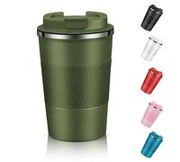 EALLEN Travel Mug with Leakproof Lid,Insulated Reusable Coffee Mug for Hot&Cold Drinks/Tea,Portable Stainless Steel Thermal Takeaway Travel Coffee Cup for Car//Picnic/Office/School (Green), (CM03RD)