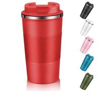 EALLEN Travel Mug with Leakproof Lid,Insulated Reusable Coffee Mug for Hot&Cold Drinks/Tea,Portable Stainless Steel Thermal Takeaway Travel Coffee Cup for Car/Outdoor/Picnic/Office/School (510ml Red)
