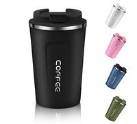 EALLEN Travel Mug with Leakproof Lid Reusable Insulated Coffee Cup for Hot & Cold Drinks/Tea Portable Stainless Steel Thermal Takeaway Travel Coffee Mug for Car/Outdoor/Picnic/Office/School (Black)